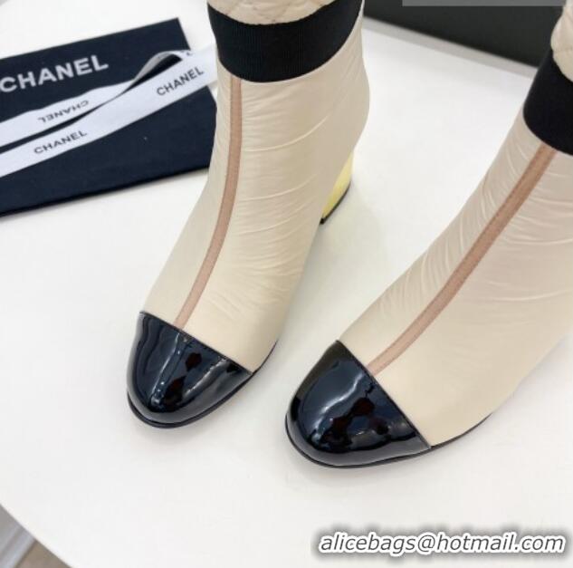 Super Quality Chanel Mixed Fibers Down High Boots 5cm G38428 Nude 912019