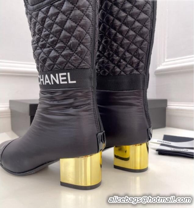 AAAAA Chanel Mixed Fibers Down High Boots 5cm G38428 Black 912021