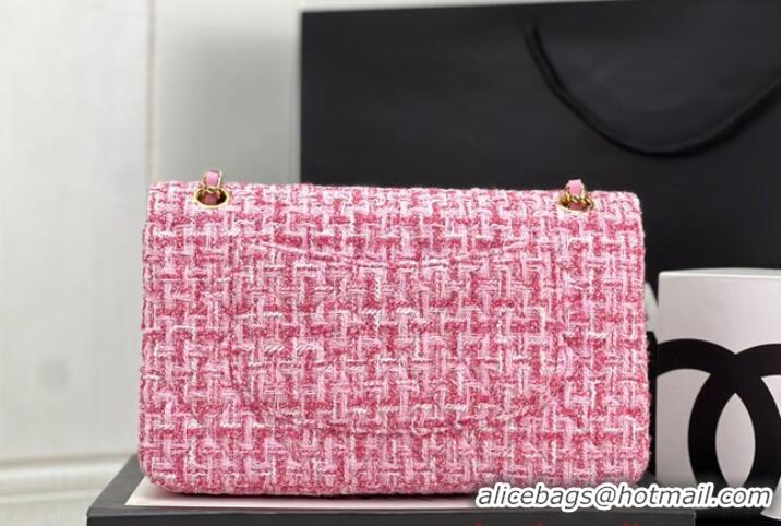 Promotional Chanel CLASSIC HANDBAG Wool Tweed A1112 pink