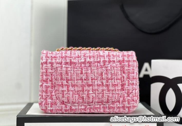 Good Product Chanel CLASSIC HANDBAG Wool Tweed A1116 pink