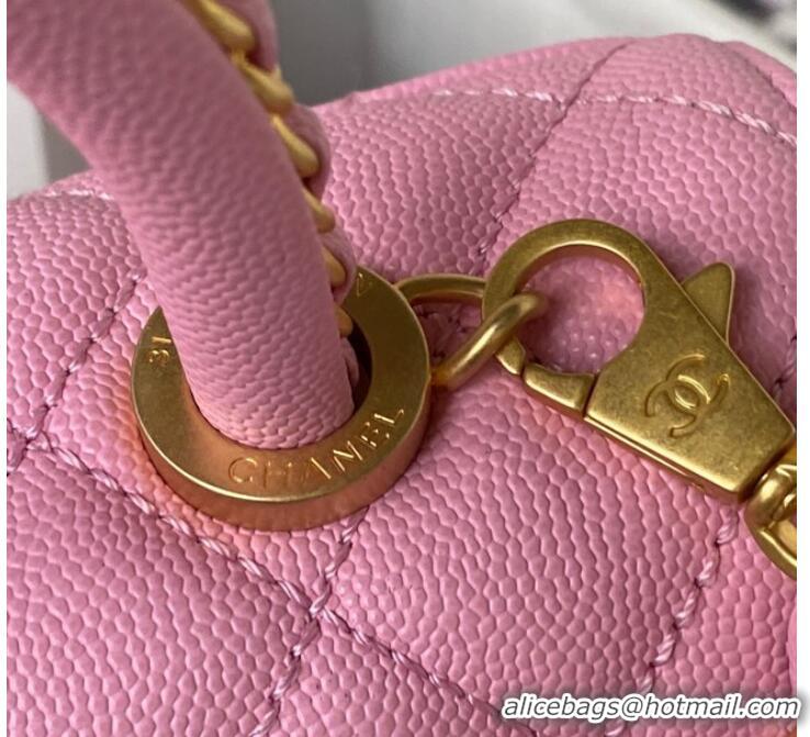 Famous Brand Chanel flap bag with top handle 92990 Pink