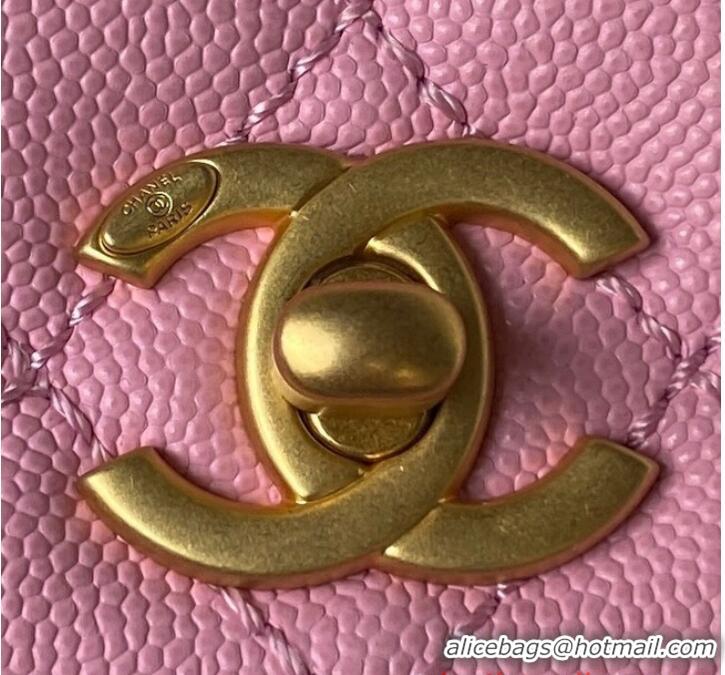 Famous Brand Chanel flap bag with top handle 92990 Pink