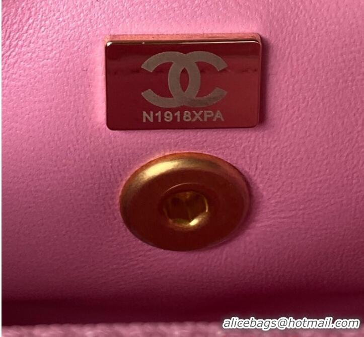 Famous Brand Chanel flap bag with top handle 92990 Pink