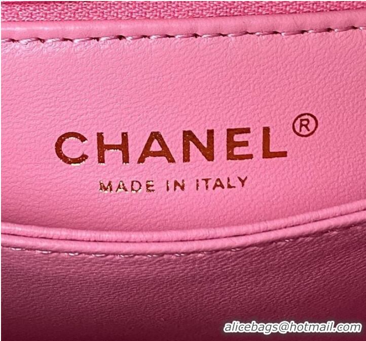 Famous Brand Chanel flap bag with top handle 92990 Pink