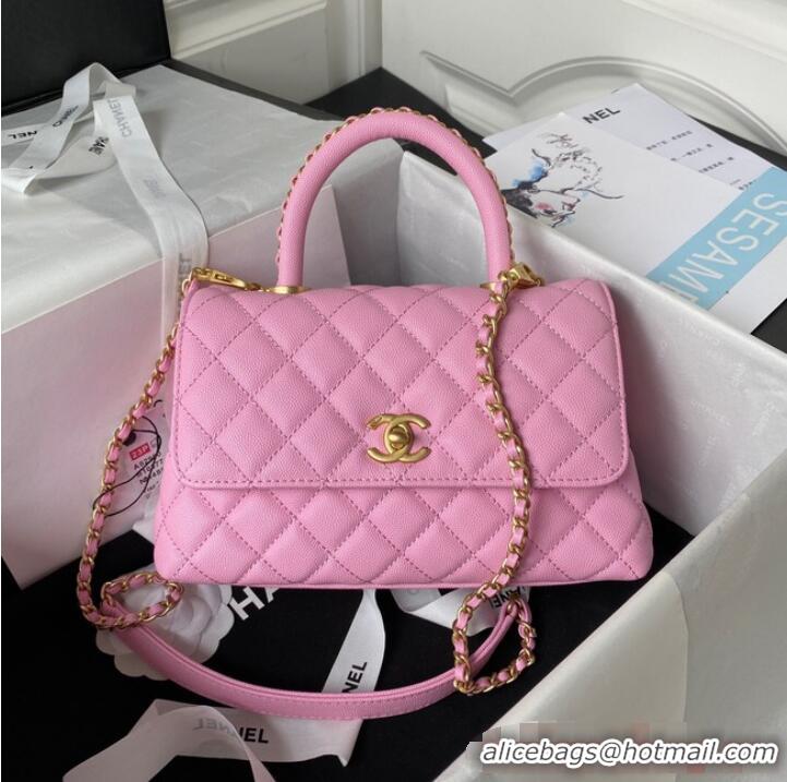 Famous Brand Chanel flap bag with top handle 92990 Pink