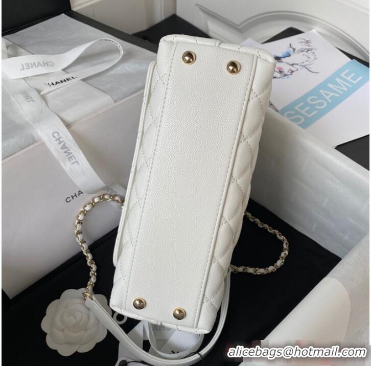 Promotional Chanel flap bag with top handle 92990 white