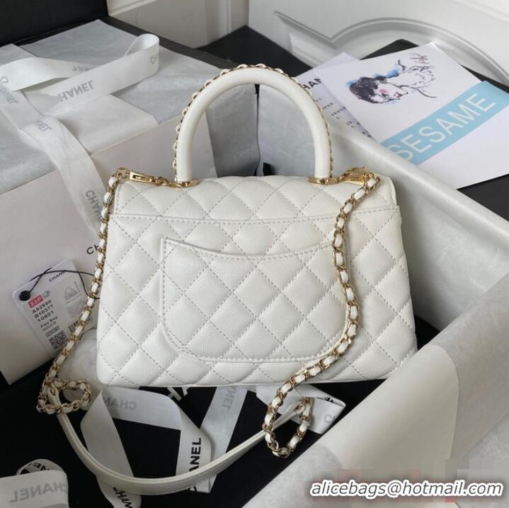 Promotional Chanel flap bag with top handle 92990 white