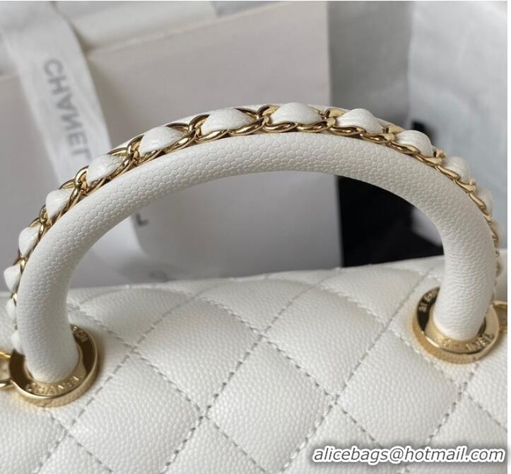 Promotional Chanel flap bag with top handle 92990 white