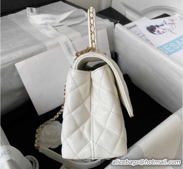 Promotional Chanel flap bag with top handle 92990 white