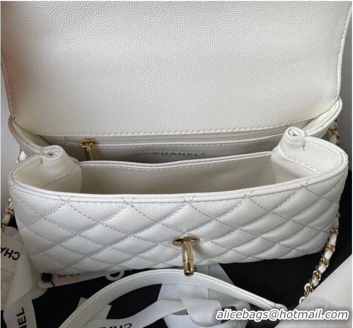 Promotional Chanel flap bag with top handle 92990 white