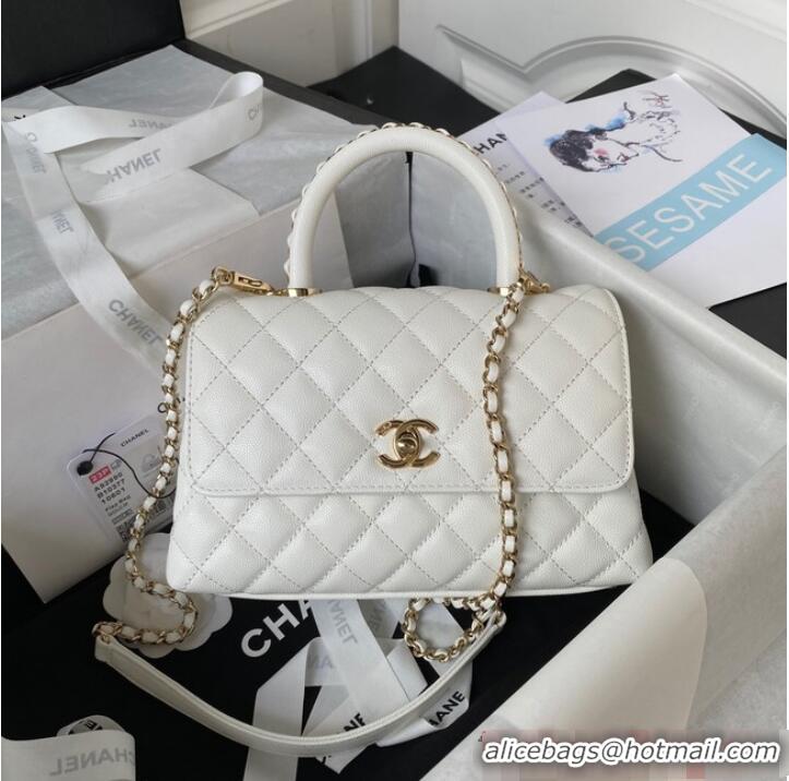 Promotional Chanel flap bag with top handle 92990 white