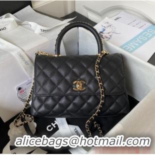 Famous Brand Chanel flap bag with top handle 92990 Black