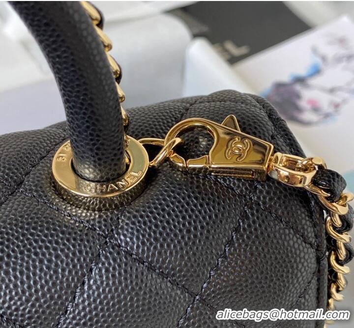 Famous Brand Chanel flap bag with top handle 92990 Black