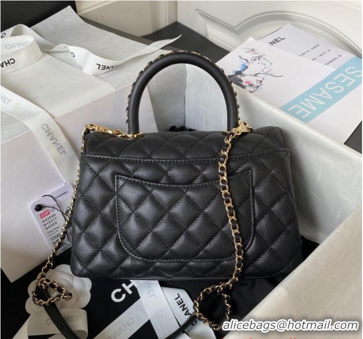 Famous Brand Chanel flap bag with top handle 92990 Black