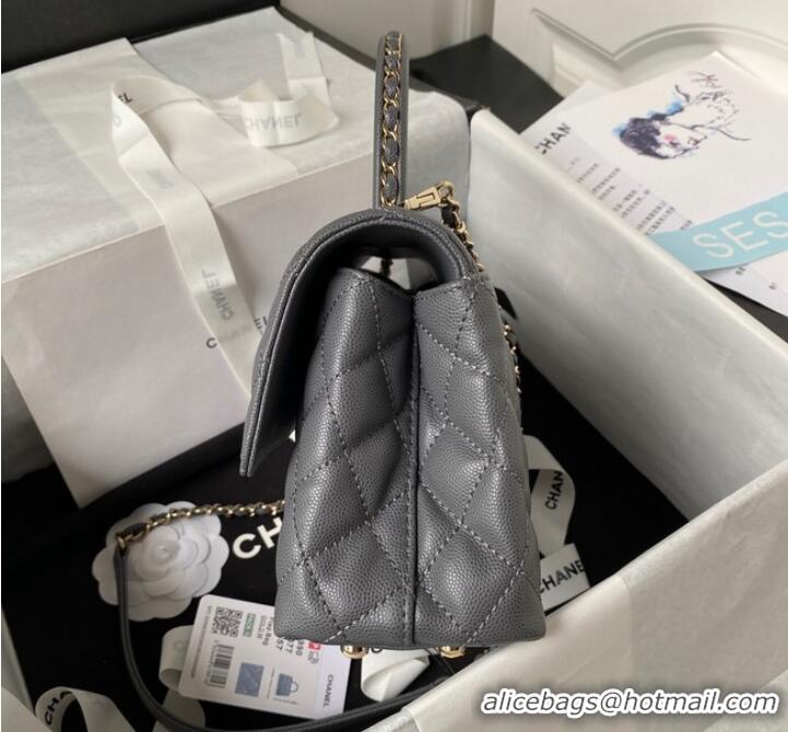 Unique Style Chanel flap bag with top handle 92990 Gray