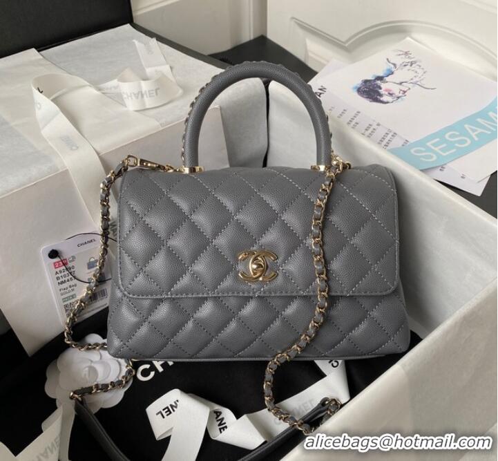 Unique Style Chanel flap bag with top handle 92990 Gray