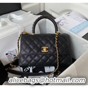 Buy Classic Chanel mini flap bag with top handle AS2215 Black