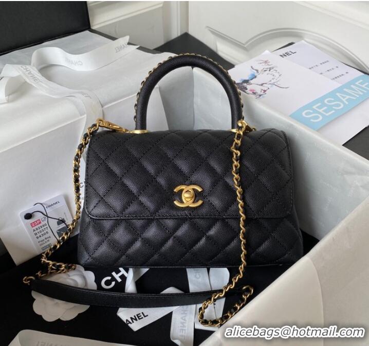 Buy Classic Chanel mini flap bag with top handle AS2215 Black