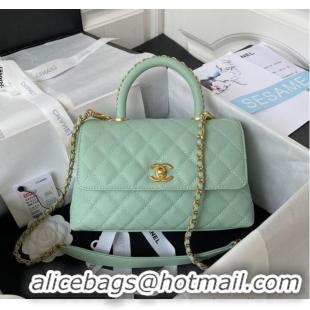 Shop Discount Chanel mini flap bag with top handle AS2215 Light Green