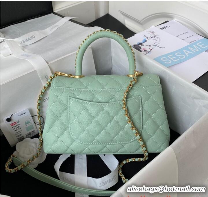 Shop Discount Chanel mini flap bag with top handle AS2215 Light Green