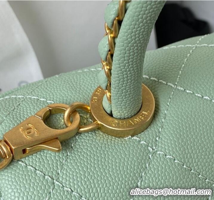 Shop Discount Chanel mini flap bag with top handle AS2215 Light Green