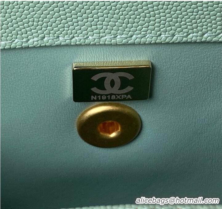 Shop Discount Chanel mini flap bag with top handle AS2215 Light Green