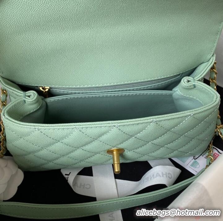 Shop Discount Chanel mini flap bag with top handle AS2215 Light Green