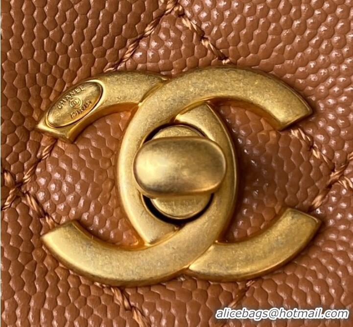 Good Looking Chanel mini flap bag with top handle AS2215 Brown