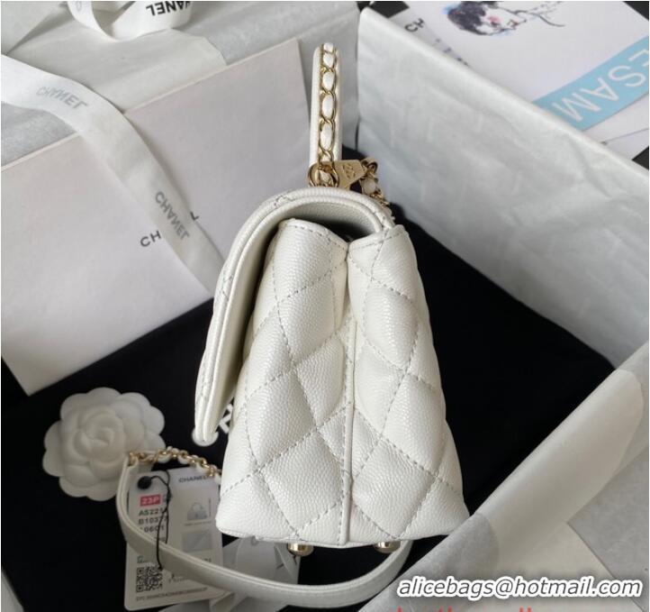 Well Crafted Chanel mini flap bag with top handle AS2215 White