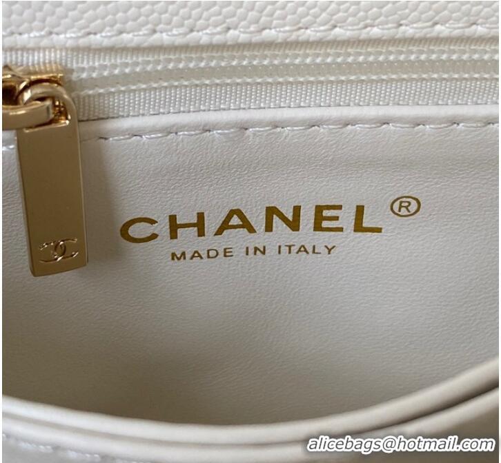 Well Crafted Chanel mini flap bag with top handle AS2215 White