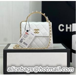 Buy Fashionable CHANEL 22B Kelly Pearl Top Handle Bag AP3513 White