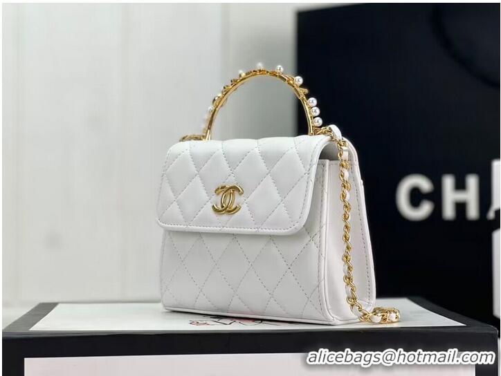 Buy Fashionable CHANEL 22B Kelly Pearl Top Handle Bag AP3513 White