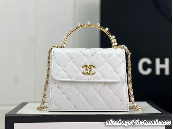 Buy Fashionable CHANEL 22B Kelly Pearl Top Handle Bag AP3513 White