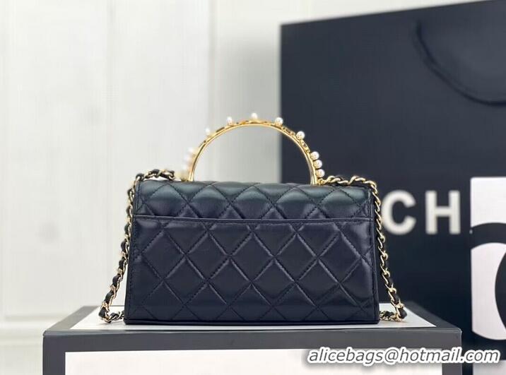 Top Quality CHANEL 22B Kelly Pearl Top Handle Bag AP3562 Black