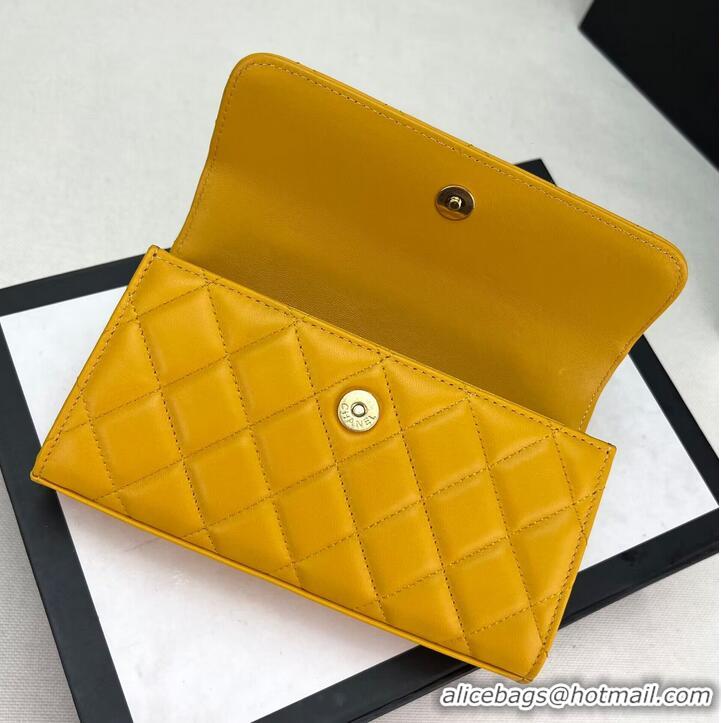 Top Quality CHANEL 22B Kelly Pearl Top Handle Bag AP3562 Yellow