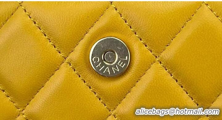 Top Quality CHANEL 22B Kelly Pearl Top Handle Bag AP3562 Yellow