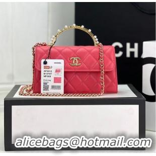 Big Discount CHANEL 22B Kelly Pearl Top Handle Bag AP3562 Pink