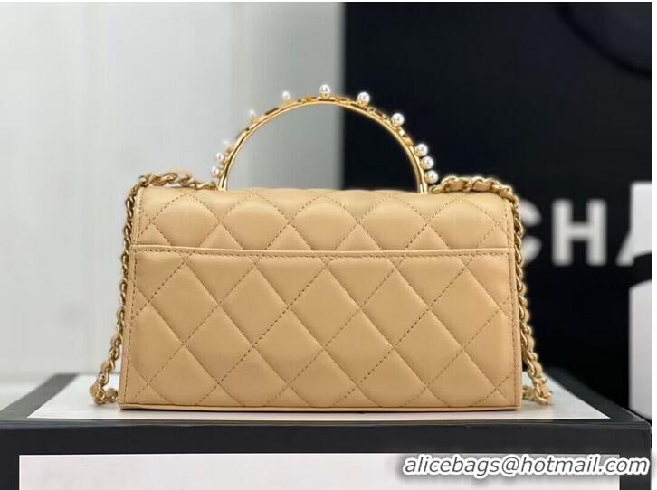 Super Quality CHANEL 22B Kelly Pearl Top Handle Bag AP3562 Apricot