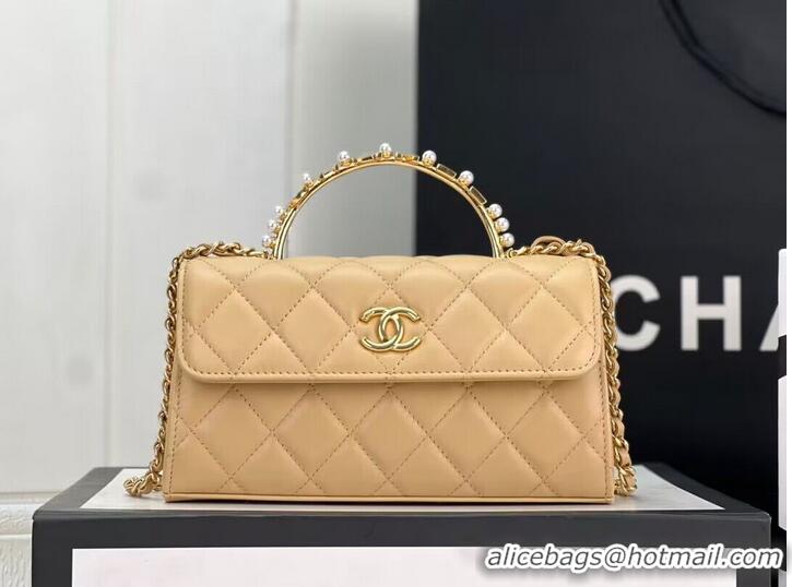 Super Quality CHANEL 22B Kelly Pearl Top Handle Bag AP3562 Apricot