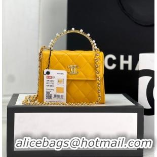 Most Popular CHANEL 22B Kelly Pearl Top Handle Bag AP3513 Yellow