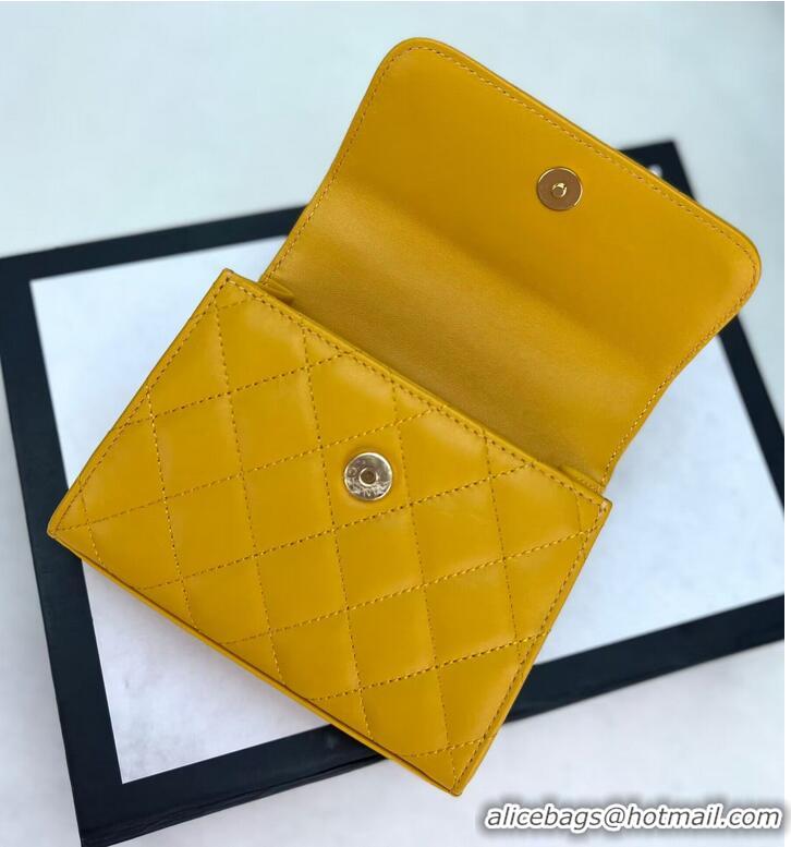 Most Popular CHANEL 22B Kelly Pearl Top Handle Bag AP3513 Yellow