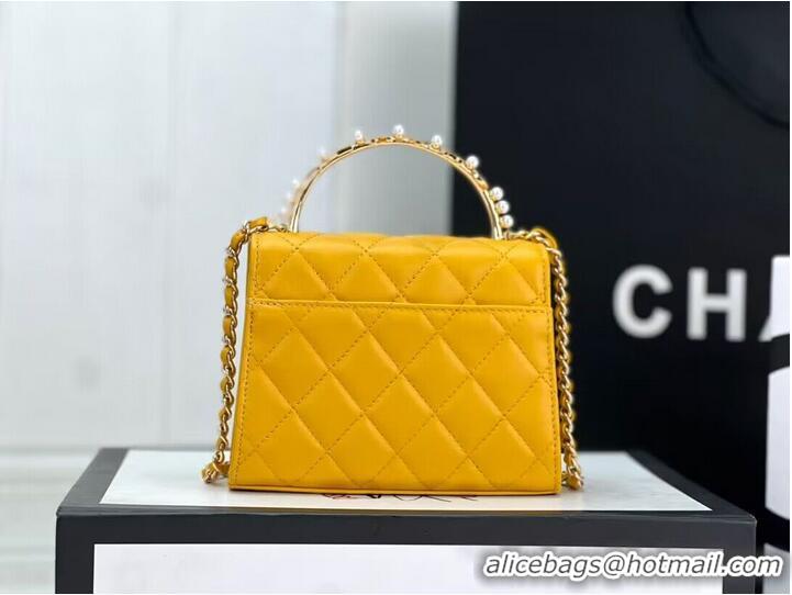 Most Popular CHANEL 22B Kelly Pearl Top Handle Bag AP3513 Yellow