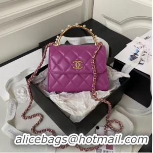 Shop Promotional CHANEL 22B Kelly Pearl Top Handle Bag AP3513 Purple