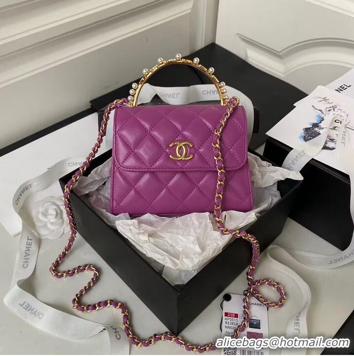 Shop Promotional CHANEL 22B Kelly Pearl Top Handle Bag AP3513 Purple