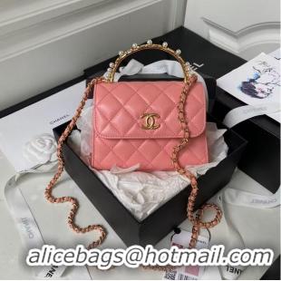 Grade Quality CHANEL 22B Kelly Pearl Top Handle Bag AP3513 Pink