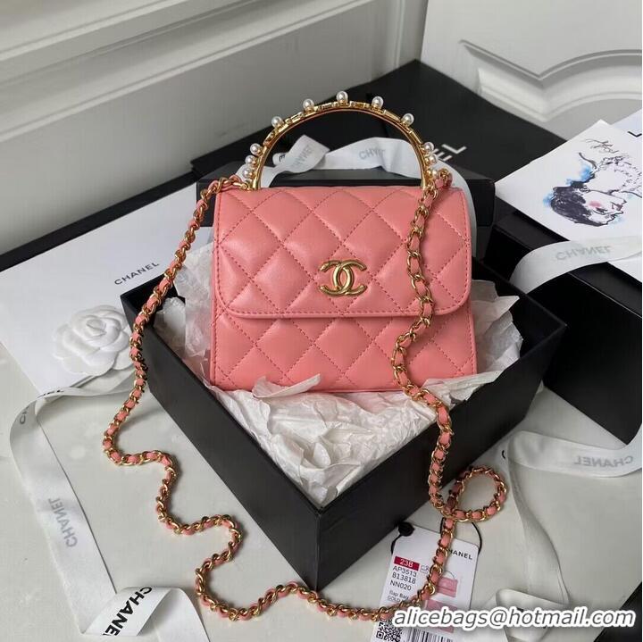 Grade Quality CHANEL 22B Kelly Pearl Top Handle Bag AP3513 Pink