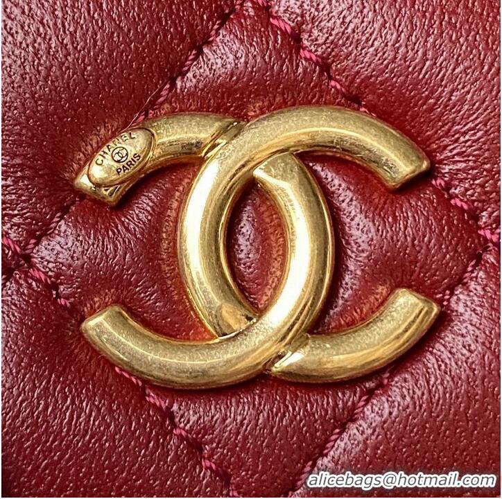 Hot Sell Cheap CHANEL 22B Kelly Pearl Top Handle Bag AP3513 Wine