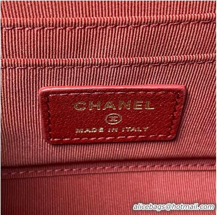 Hot Sell Cheap CHANEL 22B Kelly Pearl Top Handle Bag AP3513 Wine