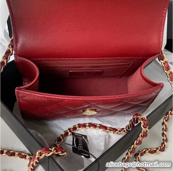 Hot Sell Cheap CHANEL 22B Kelly Pearl Top Handle Bag AP3513 Wine