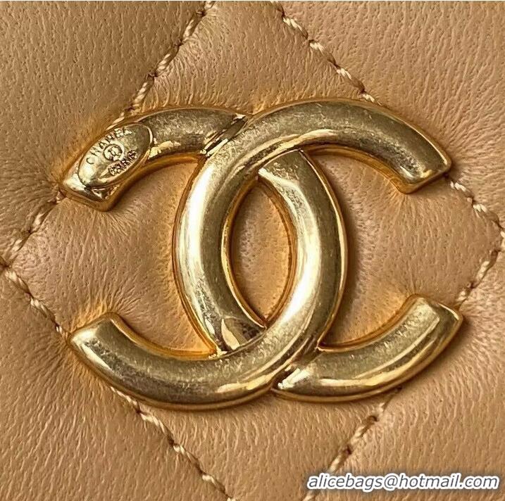 Luxurious Discount CHANEL 22B Kelly Pearl Top Handle Bag AP3513 Apricot